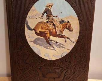 1973 Livre The Old West The Cowboys |Série Time-Life à couverture rigide en similicuir| Édition décennie des années 1970 | Cadeau d'histoire occidentale | Décoration de ranch rustique