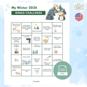 Winter Bingo 2026 Printable – Cozy Winter Activities | Seasonal Bingo Game for Adults and Families