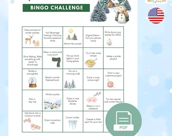 Winter Bingo 2026 Printable – Cozy Winter Activities | Seasonal Bingo Game for Adults and Families