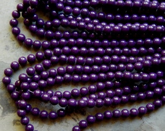 8mm Dark Purple Mashan Jade Round Polished Gemstone Beads, Half Strand (INDOC59)
