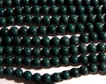 8mm Dark Green Mashan Jade Round Gemstone Beads, Full Strand (IND1C39)