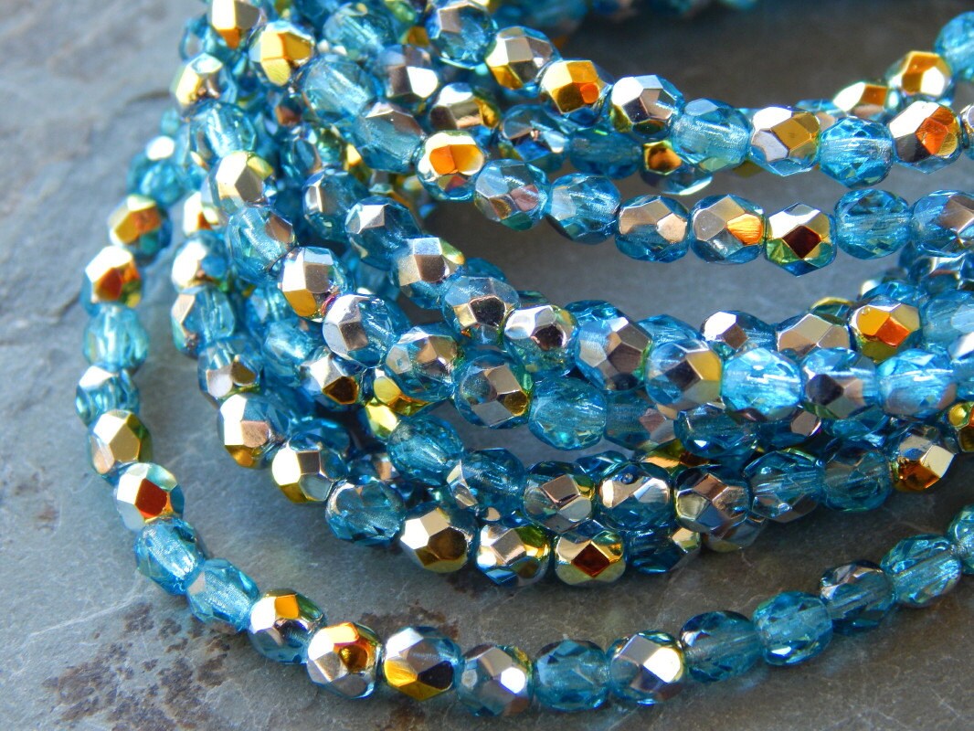4mm Czech Glass Beads Aquamarine Marea Preciosa | Etsy