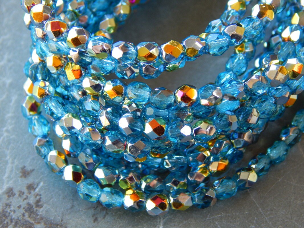 4mm Czech Glass Beads Aquamarine Marea Preciosa | Etsy
