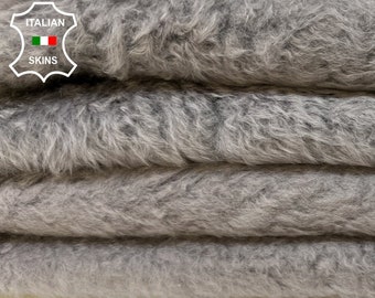 Delivered Duty Paid-TAUPE GRAY Hair On sheepskin shearling fur hairy sheep Italian leather pack 2 skins total 22"x32"   #B3966
