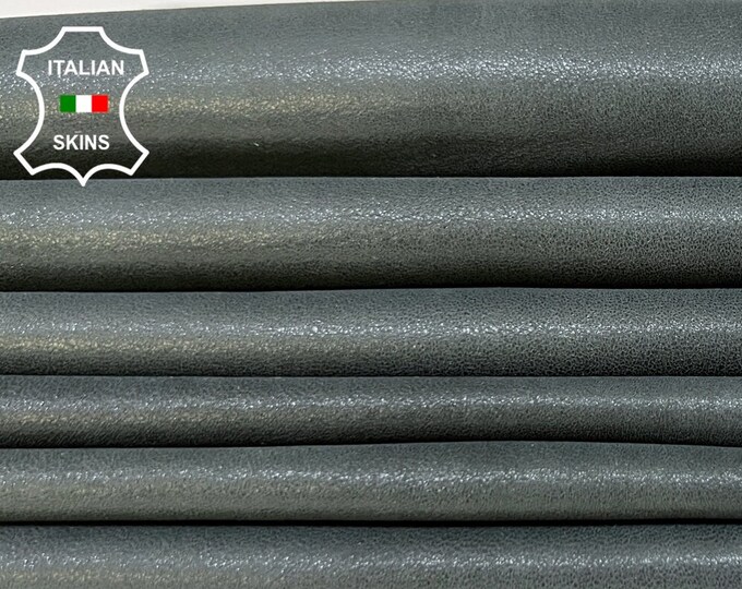 PETROL GRAY SHINY Thin Soft Italian Lambskin Lamb Sheep leather pack 5 hides skins total 30sqf 0.6mm #B3334