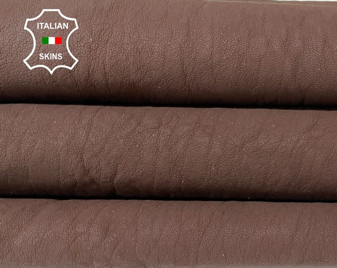 WASHED BROWN MATTE coated rough vegetable tan Italian goatskin goat leather skin skins hide hides 6sqf 1.1mm #A8448
