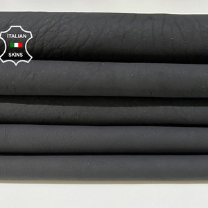 BLACK MATTE COATED Rough Vegetable Tan Soft Italian Lambskin Lamb Sheep Leather pack 2 hides skins total 14+sqf 0.8mm #B8429