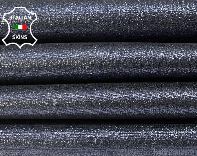 METALLIC DARK BLUE Crackled Thick Soft Italian Goatskin Goat Leather pack 2 hides skins total 8sqf 1.3mm #B5571