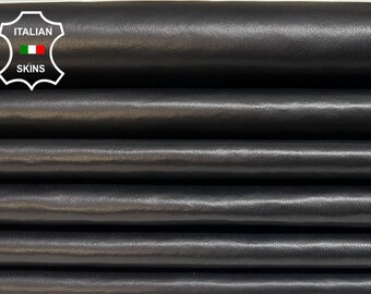 NATURAL BLACK STRETCH Soft Italian Lambskin Lamb Sheep Leather pack 2 hides skins total 12sqf 0.8mm #B6534