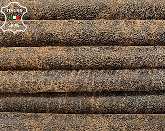 BROWN ANTIQUED VINTAGE Look Vegetable Tanned Soft Italian Goatskin Goat Leather pack 2 hides skins total 10+sqf 0.7mm #B9316