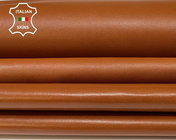 TAN BROWN CRINKLED Soft Italian Lambskin Lamb Sheep Leather hides pack 2 skins total 8sqf 0.6mm #B424