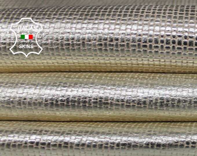 WOVEN Metallic gold distressed on Beige Italian Lambskin Lamb Sheep leather 7 skins hides total 45sqf 0.8mm #A7090