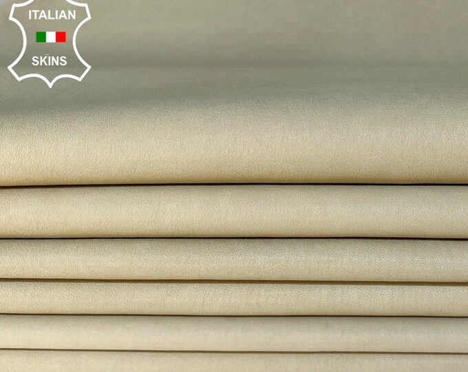 NATURAL KHAKI Beige Soft Italian STRETCH Lambskin Lamb Sheep Leather pack 3 hides skins total 13sqf 0.9mm #B3740