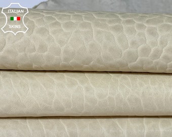 NATURAL IVORY BUBBLY vegetable tan grainy thick soft Italian lambskin sheep leather skin skins hide hides 6sqf 1.5mm #A8071