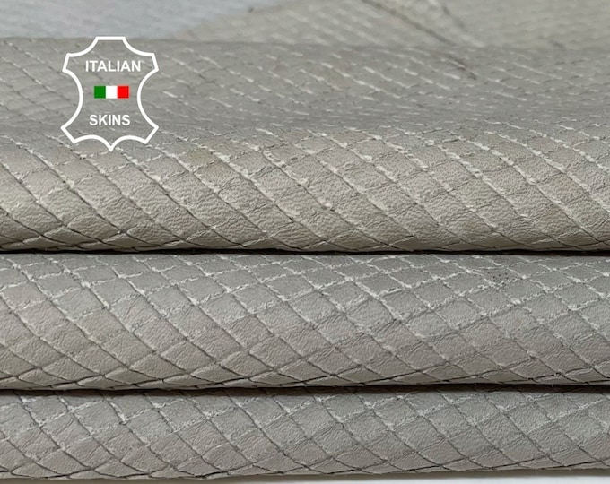 LIGHT GRAY SNAKE Scales Textured on soft Italian Lambskin Lamb Sheep Leather hide hides skin skins 5-6sqf 0.9mm #B148
