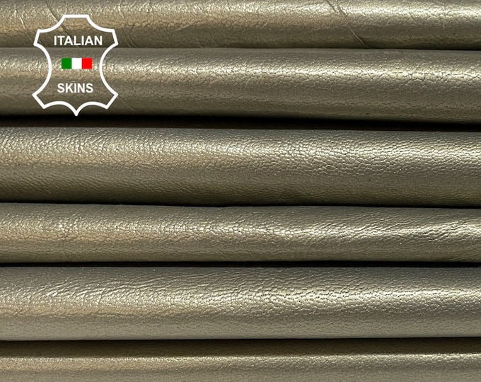 METALLIC PEWTER Thin Italian Goatskin Goat Leather hides pack 5 skins total 20sqf 0.3mm #B2091