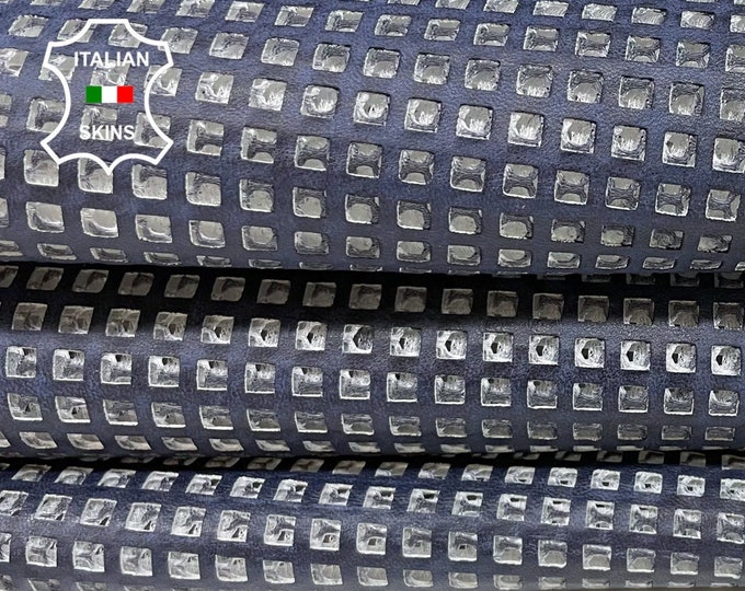 BLUE VINTAGE LOOK Backed On Foam Perforated Thick Italian Lambskin Lamb Sheep Leather hides hide skin skins 7sqf 1.3mm #B1067