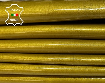 Delivered Duty Paid-PATENT GOLD PEARLIZED Italian Lambskin Lamb  leather pack 2 skins total 12sqf 0.9mm #B3339