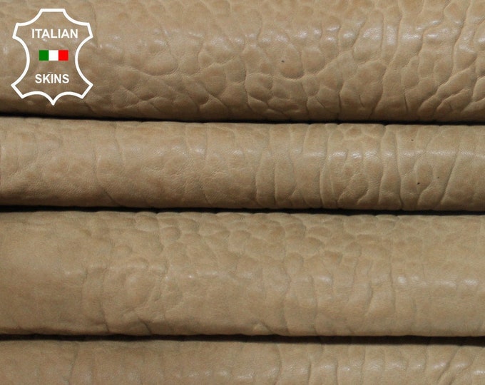 SAND PEANUT BROWN antiqued bubbly grainy textured washed thick vegetable tan Lambskin Lamb Sheep Leather 2 skins total 10sqf 1.5mm #A7232