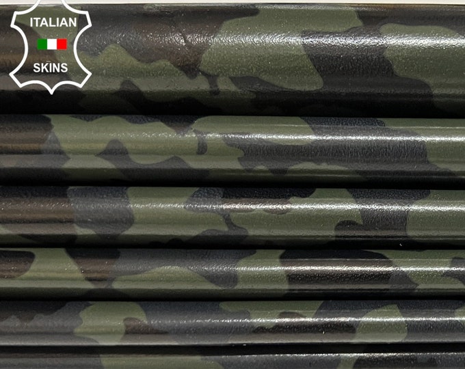 OLIVE BLACK & GREY Army Camo Print Camouflage Soft Italian Lambskin Lamb Sheep Leather pack 5 hides skins total 40sqf 0.7mm #B3133