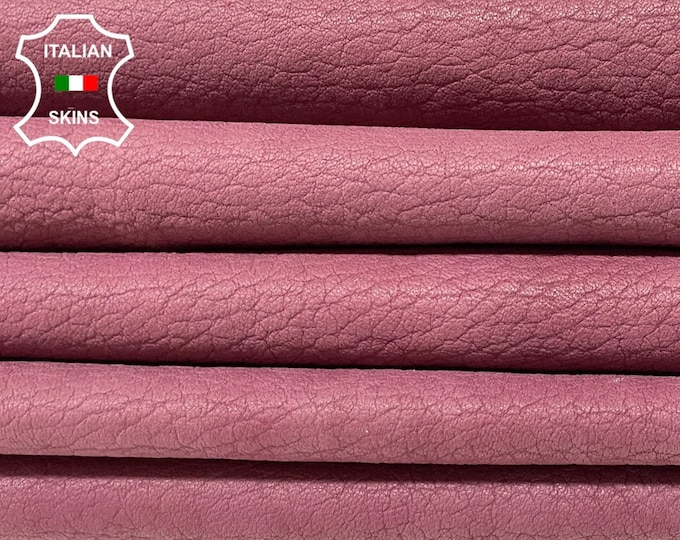 NATURAL GRAINY WINE Bordeaux Vintage Look Thick Soft Italian Lambskin Lamb Sheep Leather hides pack 2 skins total 15sqf 1.1mm #B2260