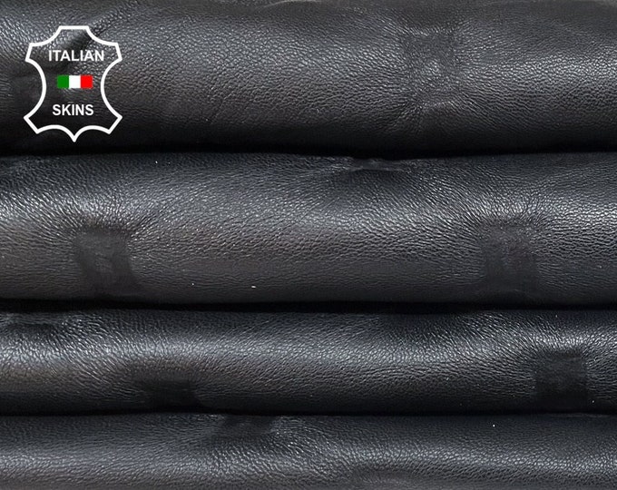 BLACK TEXTURED soft Italian Lambskin Lamb Sheep Leather hide hides skin skins 6sqf 0.7mm #B205