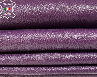 PURPLE PATENT COATED Crinkled Textured Thick Italian Goat Leather pack 2 skins total 14sqf 1.2mm #B1269