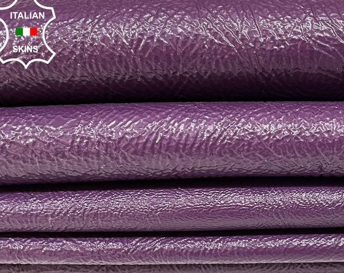 PURPLE PATENT COATED Crinkled Textured Thick Italian Goatskin Goat Leather hides pack 2 skins total 14sqf 1.2mm #B1269