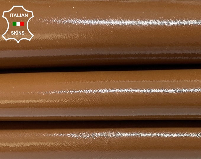 BROWN SHINY VEGETABLE Tan Smooth Soft Italian Calfskin Calf Cow Leather hides hide skin skins 6+sqf 0.9mm #B464