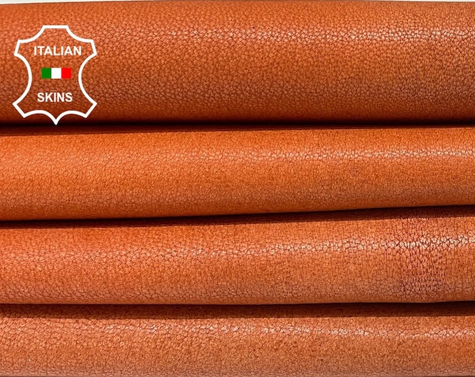 NATURAL PUMPKIN ORANGE Rough Thick Italian Goatskin Goat Leather hides pack 2 skins total 10sqf 1.1mm #B716