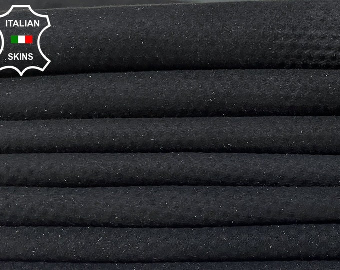 BLACK NUBUCK TEXTURED Thin Soft Italian Lambskin Lamb Sheep Leather hides pack 4 skins total 22sqf 0.6mm #B2113
