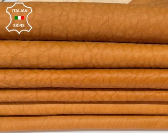 BUBBLY SADDLE TAN natural  vegetable tanned thick soft Italian Lambskin Lamb Sheep leather 2 skins total 12sqf 1.3mm #A7531