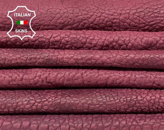 WASHED WINE ANTIQUED Grainy Rustic Look Vegetable Tan Thick Italian Lambskin Lamb Sheep Leather hides pack 3 skins total 21sqf 1.0mm #B2265