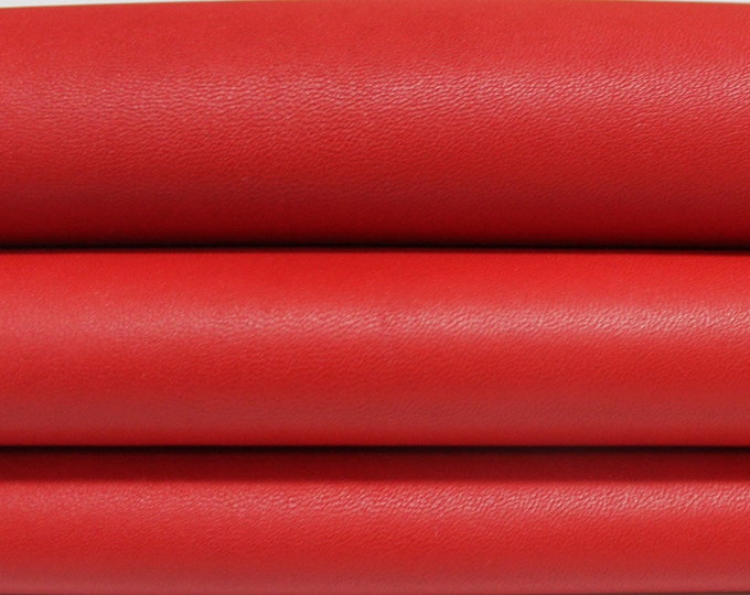 CHILLY RED Italian genuine Lambskin Lamb Sheep leather skins hides 0.5mm to 1.2mm