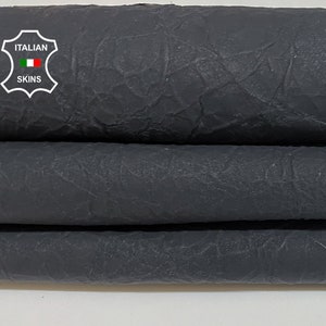 BLACK MATTE CRISPY Crinkled Thick Italian Lambskin Lamb Sheep Leather hides hide skin skins 8sqf 1.2mm #B1750