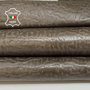 TAUPE BROWN TEXTURED Italian Goatskin Goat Leather hides hide skin skins 7sqf 0.8mm #B1781
