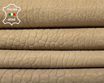 BISCUIT BEIGE BUBBLY Grainy Vegetable Tan Thick Italian Lambskin Lamb Sheep Leather hides pack 2 skins total 12sqf 2.0mm #B1045