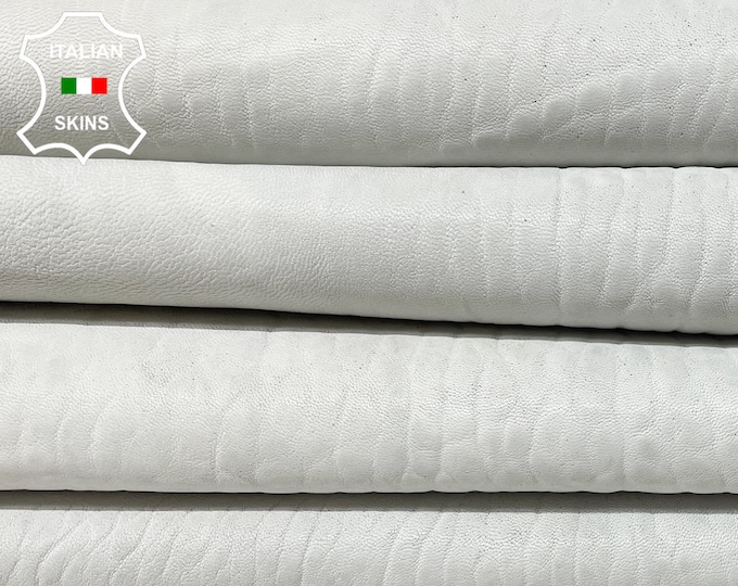 LIGHT GRAY Off WHITE Bubbly Grainy Vegetable Tan Thick Italian Lambskin Lamb Sheep Leather hides pack 2 skins total 10+sqf 1.4mm #B795
