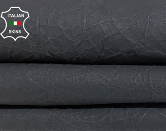 BLACK MATTE CRISPY Crinkled Thick Italian Lambskin Lamb Sheep Leather hides hide skin skins 8sqf 1.2mm #B1750