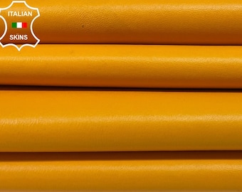 YELLOW OCHRE Italian STRETCH Lambskin Lamb Sheep Leather pack 3 hides skins total 12sqf 0.9mm #B2826