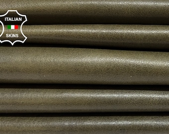 OLIVE GREEN ANTIQUED Vegetable Tan Soft Italian Lambskin Lamb Sheep Leather pack 2 hides skins total 12+sqf 0.7mm #B6208