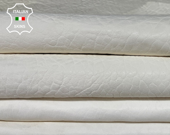 NATURAL GRAINY VANILLA natural white with patent shiny backside thick Italian Lambskin Lamb Sheep leather 2 skins total 10sqf 1.3mm #A7749