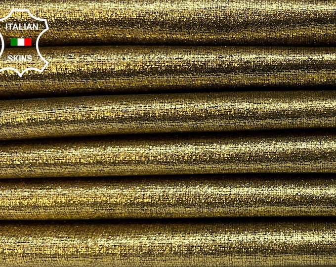 METALLIC OLD GOLD Canvas Print On Italian Goatskin Goat Leather pack 3 hides skins total 14sqf 0.8mm #B5755