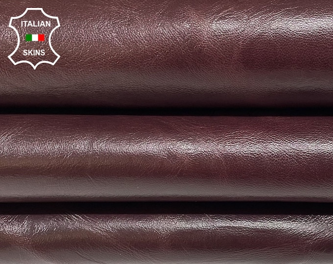 BURGUNDY ANTIQUED CRINKLED Shiny Thick Italian Lambskin Lamb Sheep Leather hide hides skin skins 4-7sqf 0.9mm #B46