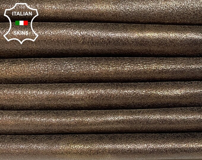 METALLIC BRONZE DISTRESSED Crackled Thin Italian Goatskin Goat Leather hides pack 4 skins total 12sqf 0.5mm #B2067