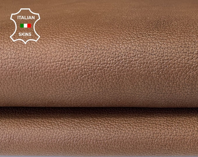 NATURAL BROWN ANTIQUED thick Pebble grain vintage look vegetable tan Italian Calfskin Calf leather skin hide skins hides 7sqf 1.5mm #A7858