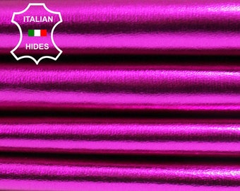 METALLIC HOT PINK Italian lambskin Lamb Sheep leather skin skins hide hides Fuschia Fuchsia 0.7mm 5-9sqf #CA1