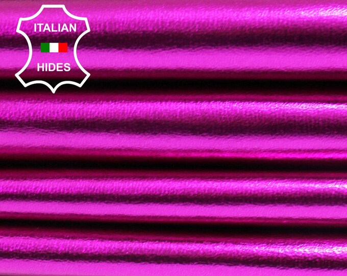 METALLIC HOT PINK Italian lambskin Lamb Sheep leather skin skins hide hides Fuschia Fuchsia 0.7mm 5-9sqf #CA1