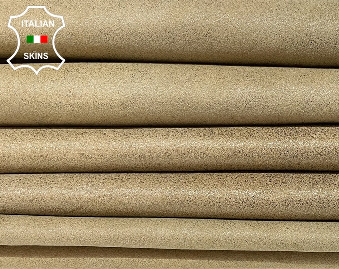 DARK BEIGE PEARLIZED Vintage Look Soft Italian Goatskin Goat Leather hides pack 3 skins total 12sqf 0.8mm #B2112