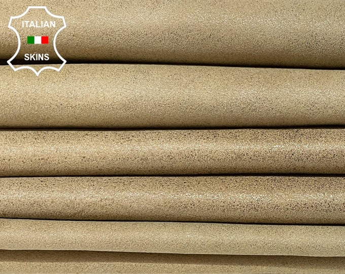 DARK BEIGE PEARLIZED Vintage Look Soft Italian Goatskin Goat Leather hides pack 3 skins total 12sqf 0.8mm #B2112